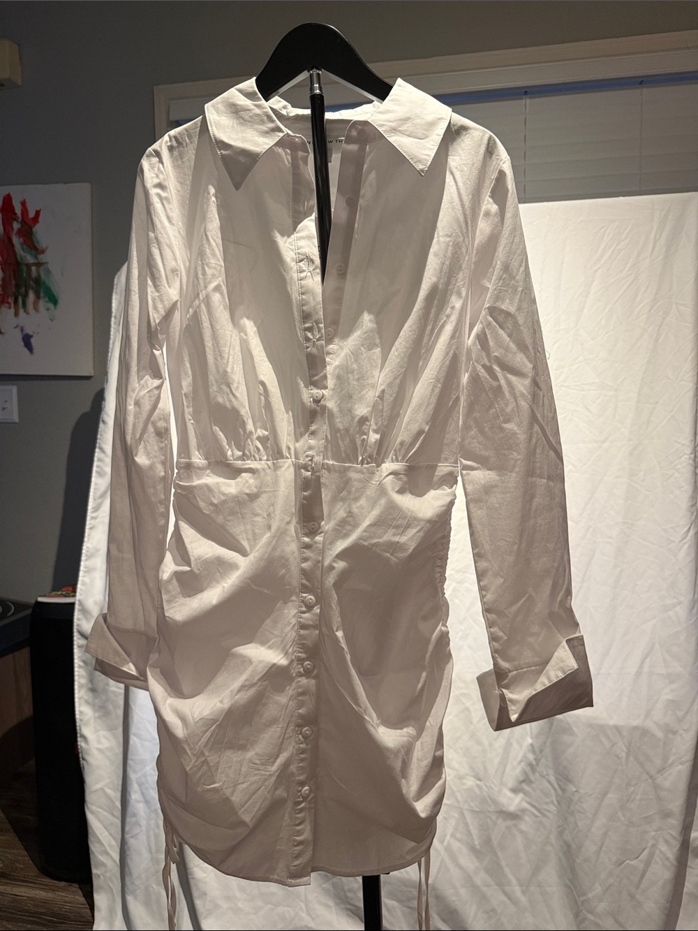 White Button-Front Women’s Shirt Dress